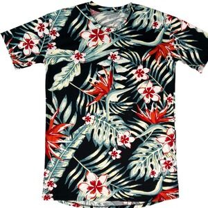 LuLaRoe Shirt Womens Small Floral Tropical Black Red Top Pullover Botanical